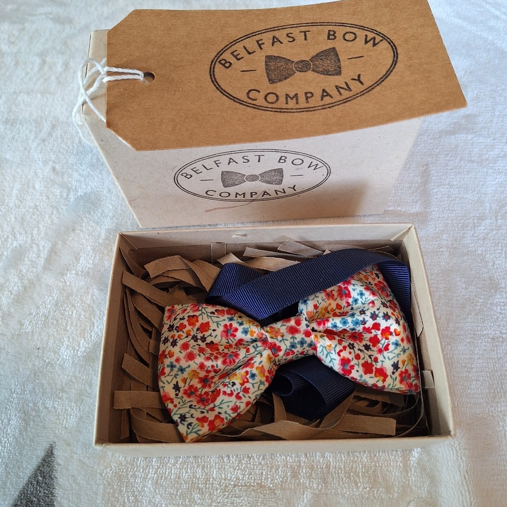 Belfast Bow Company Handmade Bowtie Floral Pattern Box Included Wedding Party